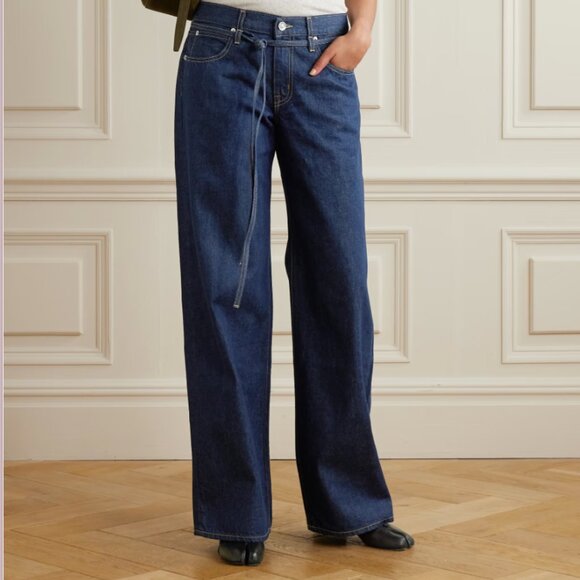 SLVRLAKE Mica Belted Low Rise Baggy Wide Leg Jeans in Midnight Mile Sz 30 $300 - Picture 3 of 10